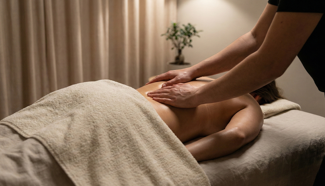 Masaż głęboki pleców w salonie MOA Andrychów – profesjonalna ulga w bólu i napięciu mięśni.